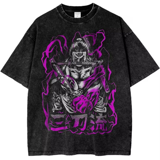 One Piece:  Roronoa Zoro Shirt Anime Retro T-Shirt Illustration Pattern Street Harajuku Summer 2025 New Comfortable Cotton