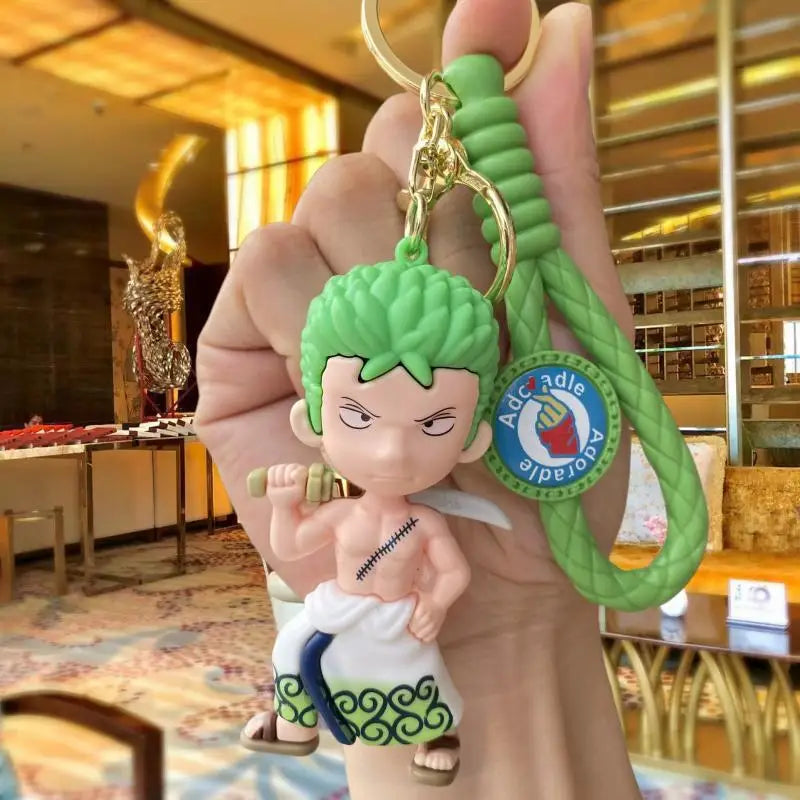 One Piece: Keychain with Cartoon Luffy and Zoro Characters, Ideal for Cosplay Accessories and Gifts