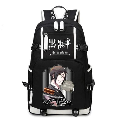 Black Butler: USB Backpack Book Bag Casual Travel Computer Men Women Girl Boys Cosplay Bag Schoolbag Laptop Bags