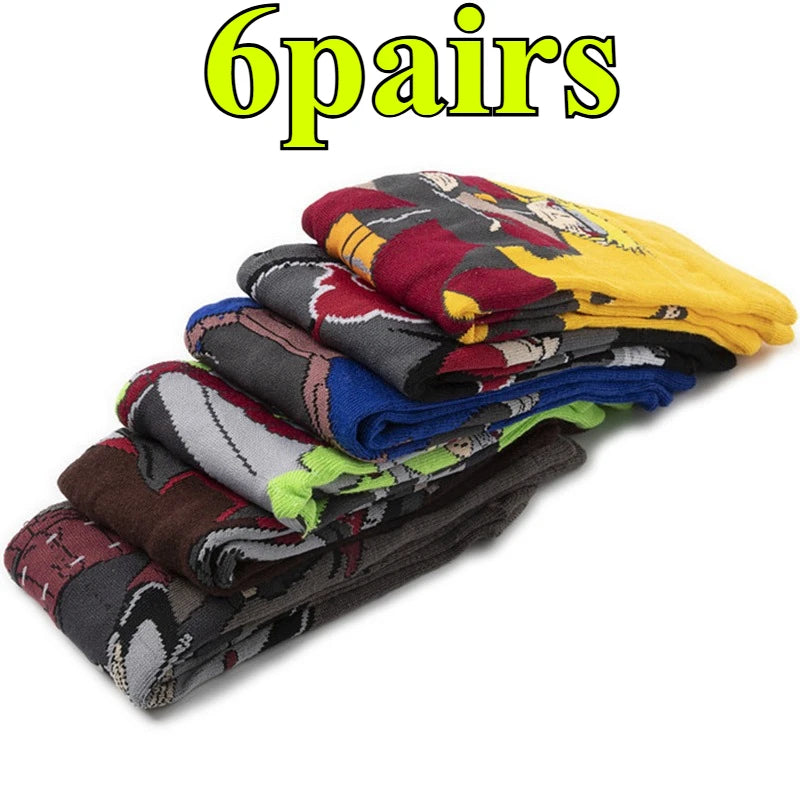 Naruto: 6 pairs of anime socks, anti slip grip socks, fitness Pilates hiking socks, bicycle socks, women's socks, back to school season