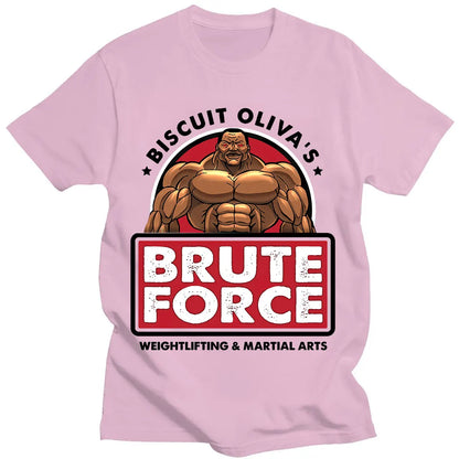 Baki: Biscuit Oliva Brute Force Newest TShirts Grappler Baki Hanma Yujiro Dou Manga Men Harajuku Fabric Streetwear Round Neck T Shirt