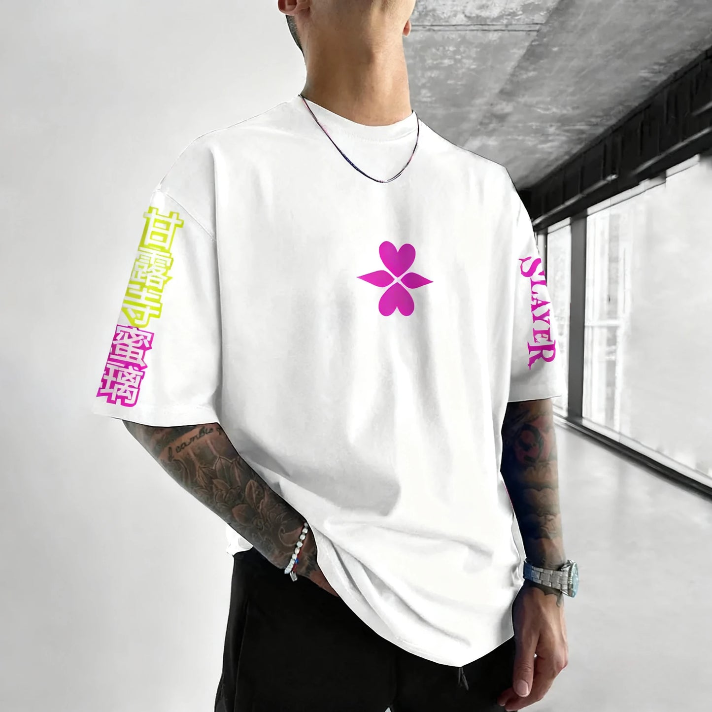 Demon Slayer: Anime Co Branded T-shirt Summer Men's and Women's New Large Harajuku Casual Loose Parent Child Short Sleeve Top