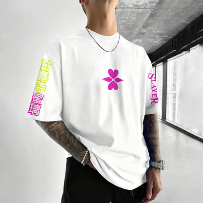 Demon Slayer: Anime Co Branded T-shirt Summer Men's and Women's New Large Harajuku Casual Loose Parent Child Short Sleeve Top