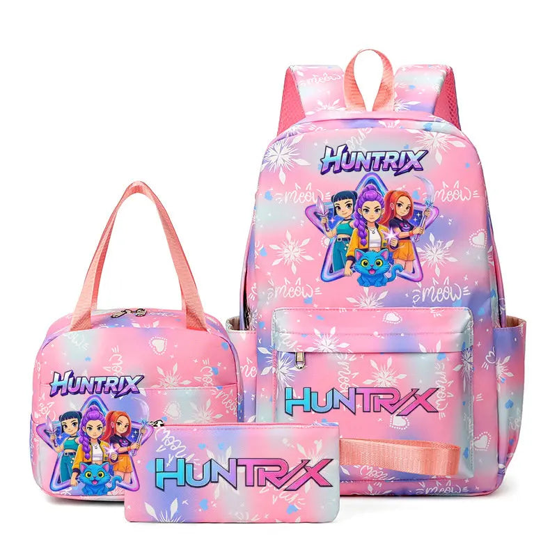 KPop Demon Hunters : Backpack 3pcs set School Bag Lunch Bag Pencil Case Girl Back To School Gift Leisure Mochila Teens Travel Bags