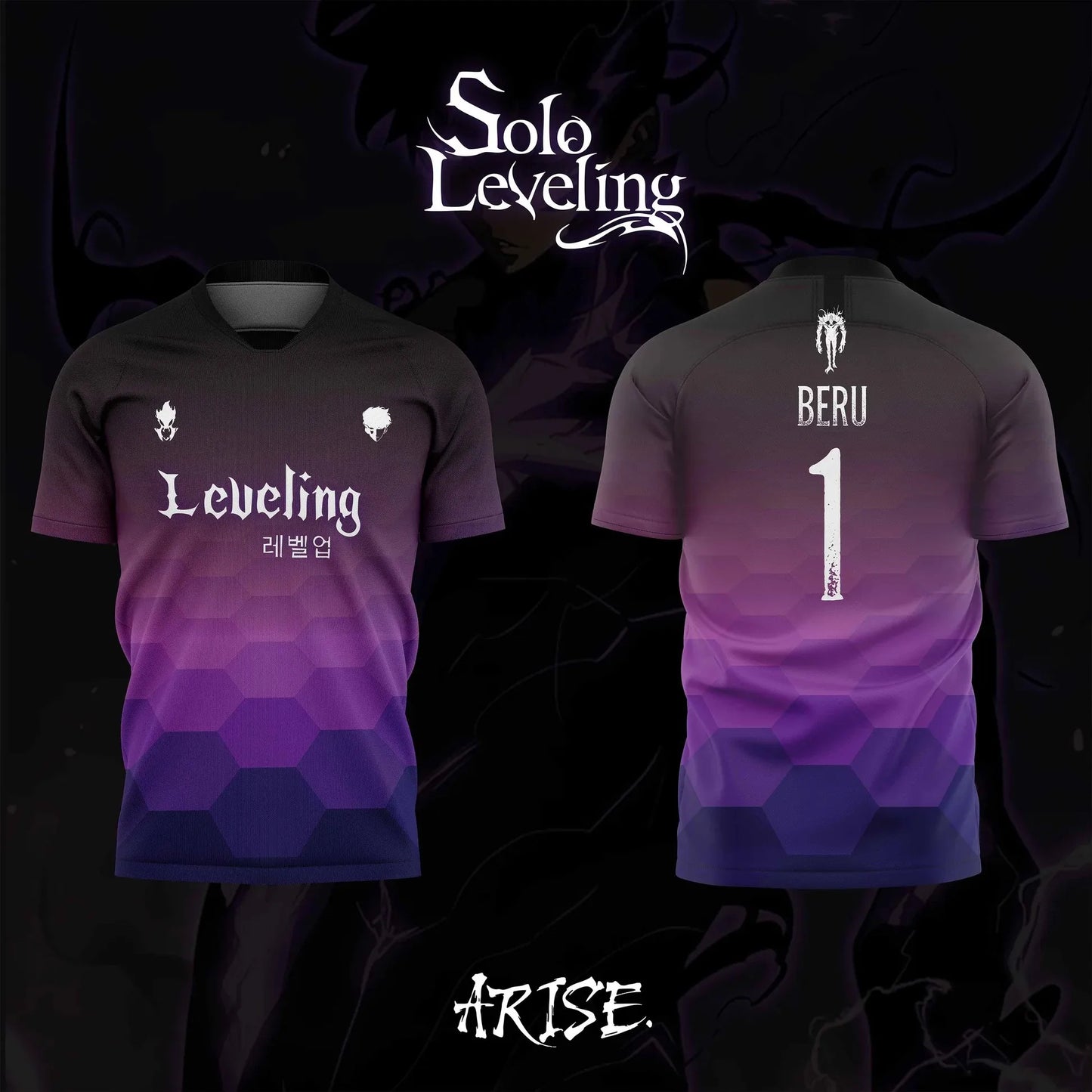 Solo Leveling: Bandai  Anime BERU II NO.1 3D Print Football Jersey for Men's Tshirt Summer Sports Casual Tees Kids Kids/Adult