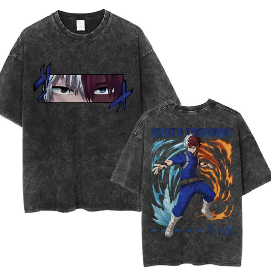 My Hero Academia: Todoroki Shoto Classic Manga T-shirt Men Women Oversized Cotton Tshirts Streetwear Anime  Washed Vintage T Shirt