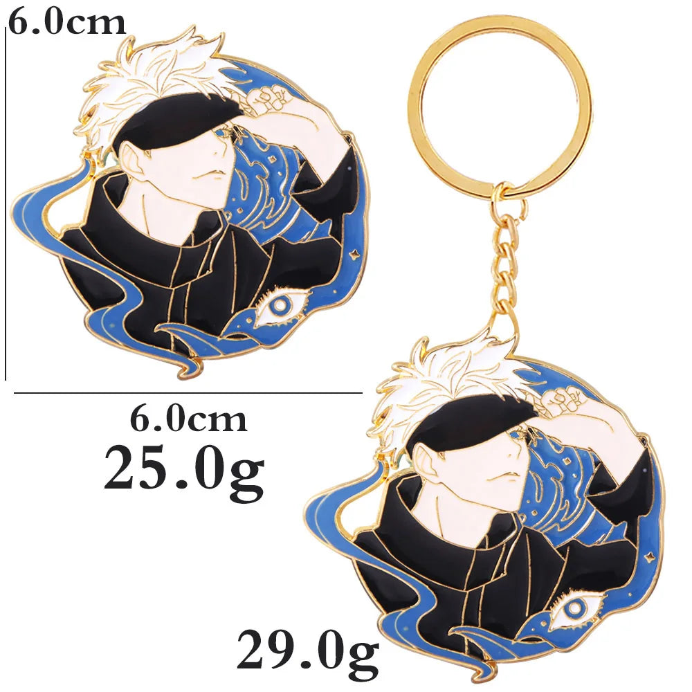 Jujutsu Kaisen: Gojo Satoru Fushiguro Megumi Figure Enamel Pendant Keyring High Quality Props Jewelry Gifts