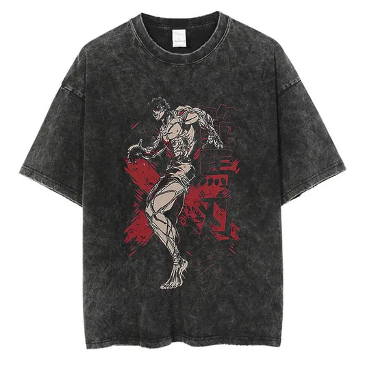 Baki Haman: Tshirts Harajuku Vintage 100% Cotton 2024 New Washed T Shirt For Men Hip Hop Streetwear Oversize T-shirt