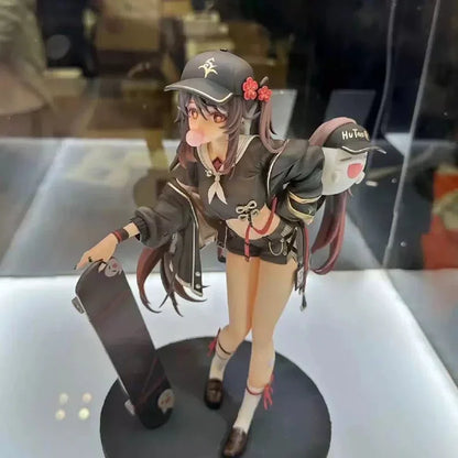 Genshin Impact:23cm Anime  Figures Hu Tao Action Figures Skateboarding Trendy Clothes PVC Model Collection Toys Birthday Gifts