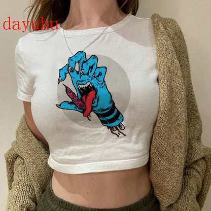 Jujutsu Kaisen: T Shirt Gojo Satoru Tops Yuji Itadori Cropped Tees T-shirt