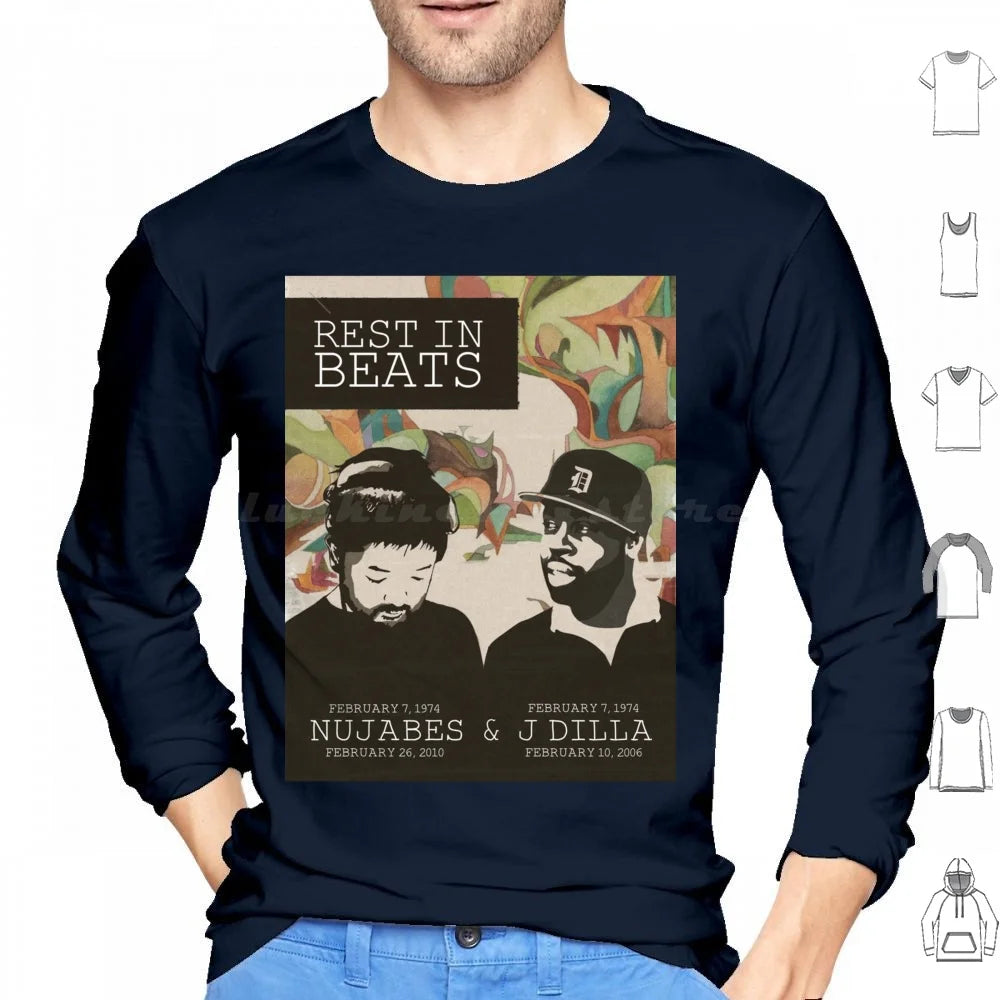 Samuari Champloo: Nujabes And J Dilla Hoodies Long Sleeve Nujabes Hip Hop Rap Japanese J Dilla Fat Jon Album Soundtrack Champloo Chill