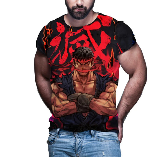 Street Fighter: Awesome Characters  3D Printed Men's Clothing Novelty Crew Neck Tee Shirt Short Sleeve Tops Plus Size