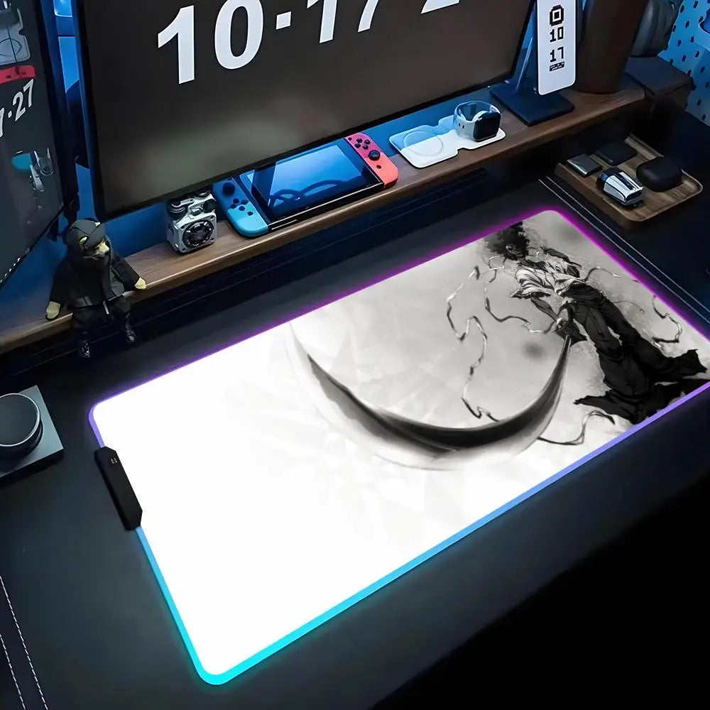 Afro Samurai: Mouse Pad RGB Gaming Mousepad Big LED Pad PC Desk Mat Luminous Mouse Pad Large Keyboard Mats Table Rug With Backlit