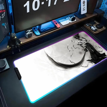 Afro Samurai: Mouse Pad RGB Gaming Mousepad Big LED Pad PC Desk Mat Luminous Mouse Pad Large Keyboard Mats Table Rug With Backlit