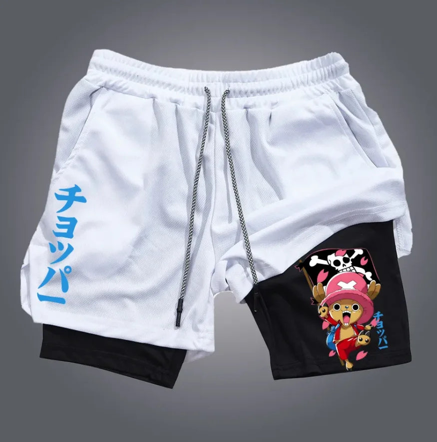 One Piece: official character printed shorts, retro Y2K anime beach shorts, quick-drying fabric, fitness and jogging
