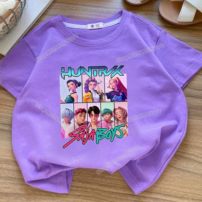 KPop Demon Hunters: Clothes Rumi Mira Zoey Short Sleeve T Shirt Kids Summer Casual Tops Cartoon Toddler Cotton Tee
