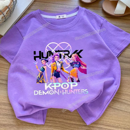 KPop Demon Hunters: Clothes Rumi Mira Zoey Short Sleeve T Shirt Kids Summer Casual Tops Cartoon Toddler Cotton Tee