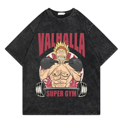 Vinland Saga: Vintage Washed Tshirt Graphic Print Hip Hop Streetwear Loose Y2k Summer Short Sleeve Harajuku 100% Cotton Top