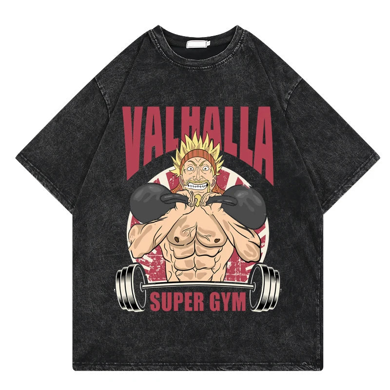 Vinland Saga: Vintage Washed Tshirt Graphic Print Hip Hop Streetwear Loose Y2k Summer Short Sleeve Harajuku 100% Cotton Top