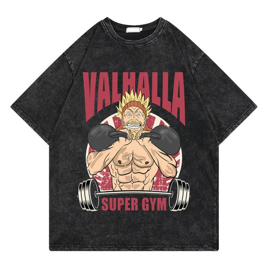 Vinland Saga: Vintage Washed Tshirt Graphic Print Hip Hop Streetwear Loose Y2k Summer Short Sleeve Harajuku 100% Cotton Top