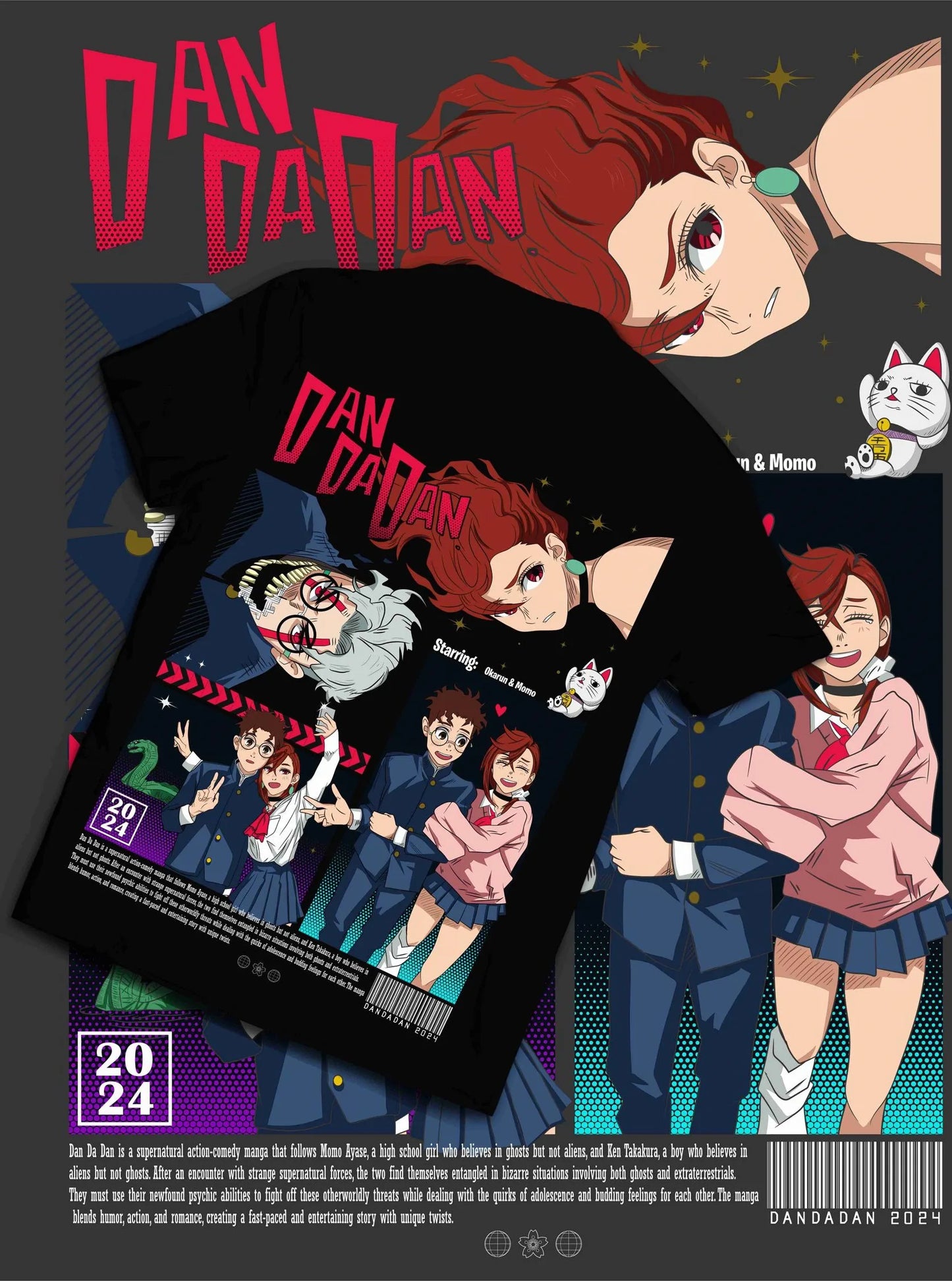 Dandadan: Okarun T-shirt Evil Eye Season 2 Graphic Men Women Anime Manga Oversized Y2k T-shirt High Quality Casual Loose Top Tee