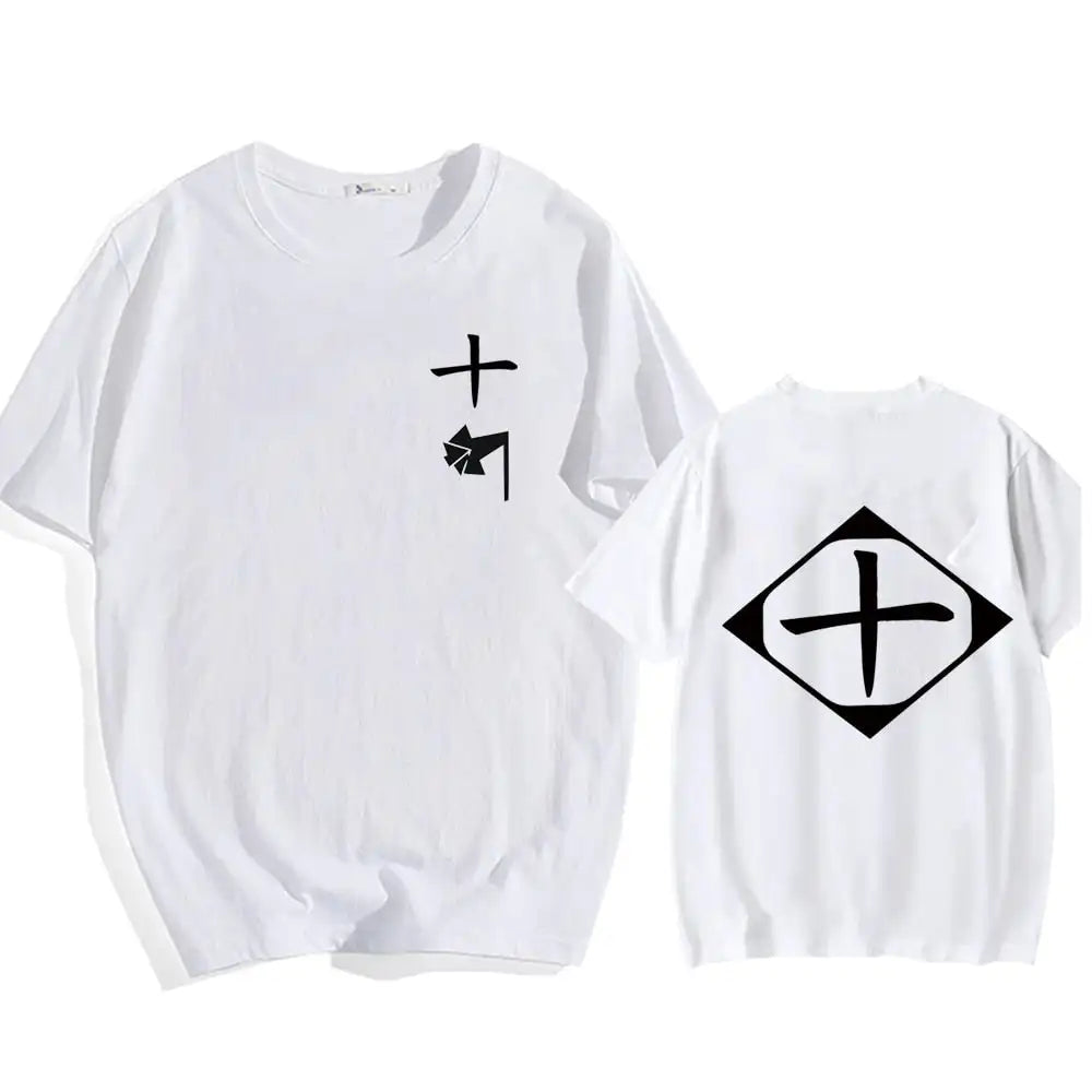 Bleach: Soul Society  Print T-shirt  Oversized Casual Cotton Black and White Short Sleeves Men's Clothing
