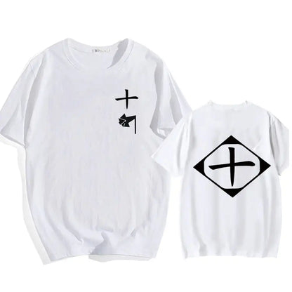 Bleach: Soul Society  Print T-shirt  Oversized Casual Cotton Black and White Short Sleeves Men's Clothing