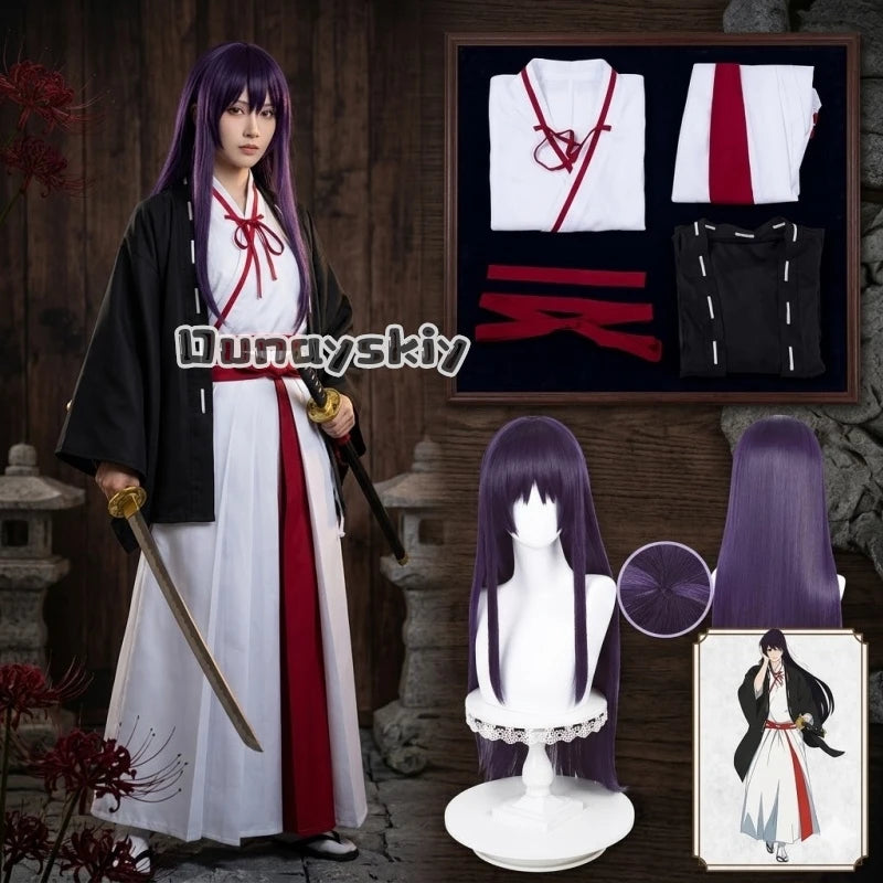Hell’s Paradise: Asaemon Cosplay Wig Costume Uniform Full Set Anime Jigokumon Halloween Performance Uniform Carnival Clothes