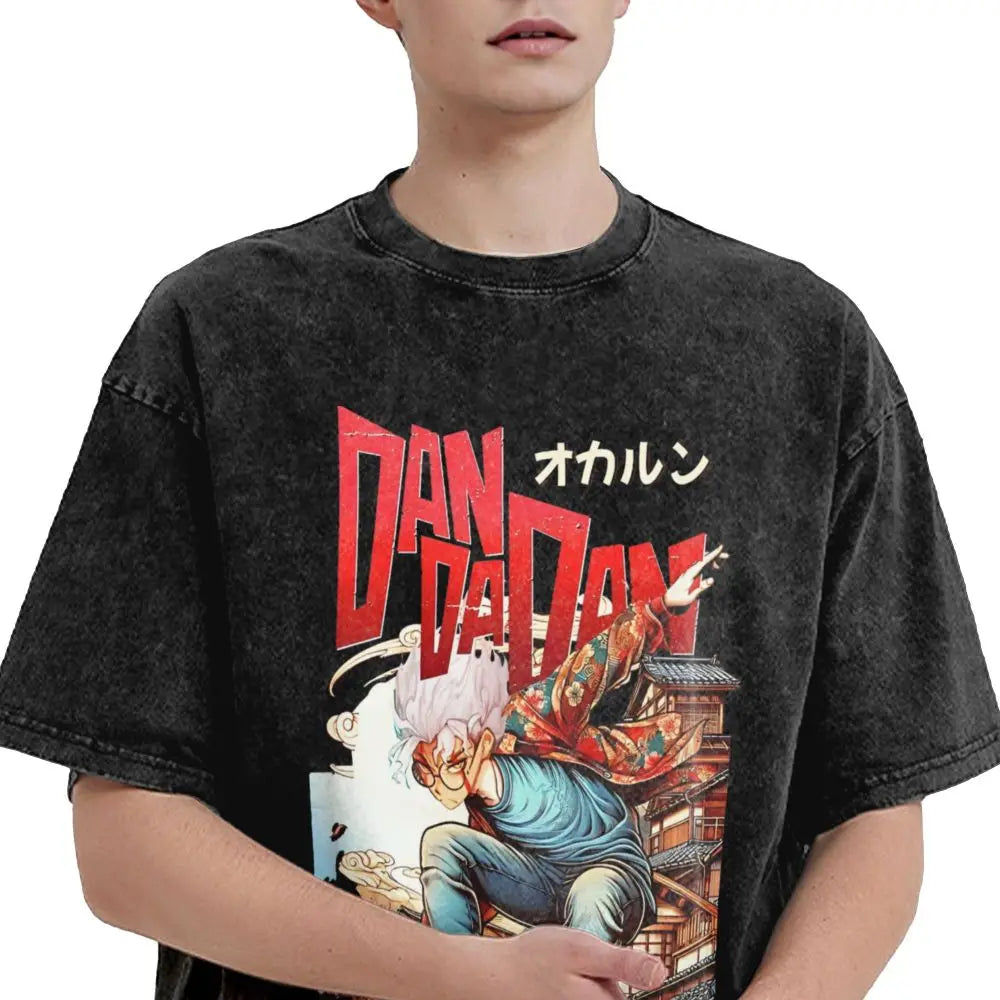 Dandadan: Arth Ken  T Shirts Hip Hop Washed 100% Cotton Harajuku T-Shirt Retro for Men Women Tops Streetwear