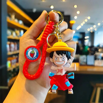 One Piece:MINISO  keychain pendant cartoon Luffy Dragon anime doll creative car keychain bag pendant accessories children's gift