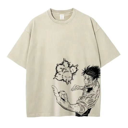 Jujutsu Kaisen: T Shirts Vintage Washed CHOSO T-shirt Oversize Short Sleeve Fushiguro Toji Gojo Saturo Itadori