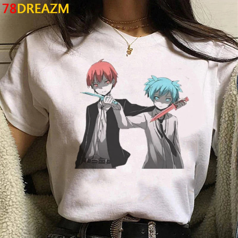 Assassination Classroom: Tshirt Clothes Women Couple  White T Shirt Casual Harajuku Kawaii Summer Top Tshirt White T Shirt