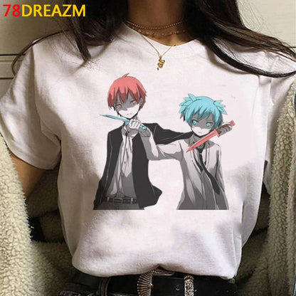 Assassination Classroom: Tshirt Clothes Women Couple  White T Shirt Casual Harajuku Kawaii Summer Top Tshirt White T Shirt