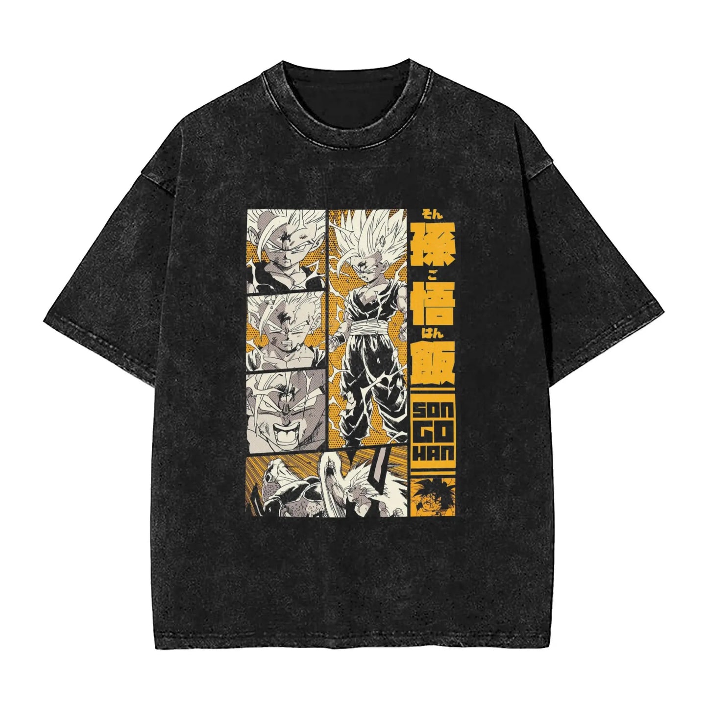 Dragon Ball : Son Gohan Manga DBZ Vintage Washed T Shirt  100% Cotton Clothes Leisure Round Collar Tee Shirt Plus Size T-Shirts