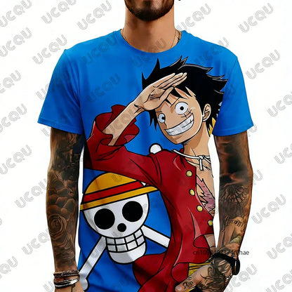 One Piece: Anime Luffy Cartoon 3D Print Men's T-shirt Summer Casual Cosplay Clothes Short Sleeve Tees Oversized Kids/Adult Tops