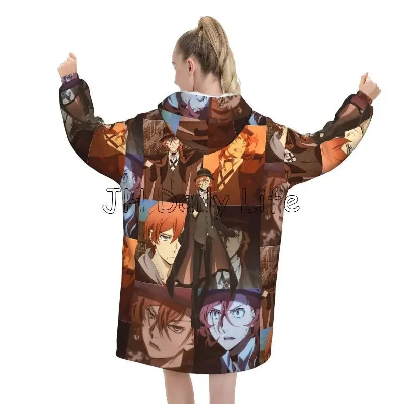 Bungo Stray Dogs: Nakajima Atsushi TV Series Chuuya Nakahara Wearable Blanket Oversized Hoodie Blanket Warm Pullover Sweatshirt