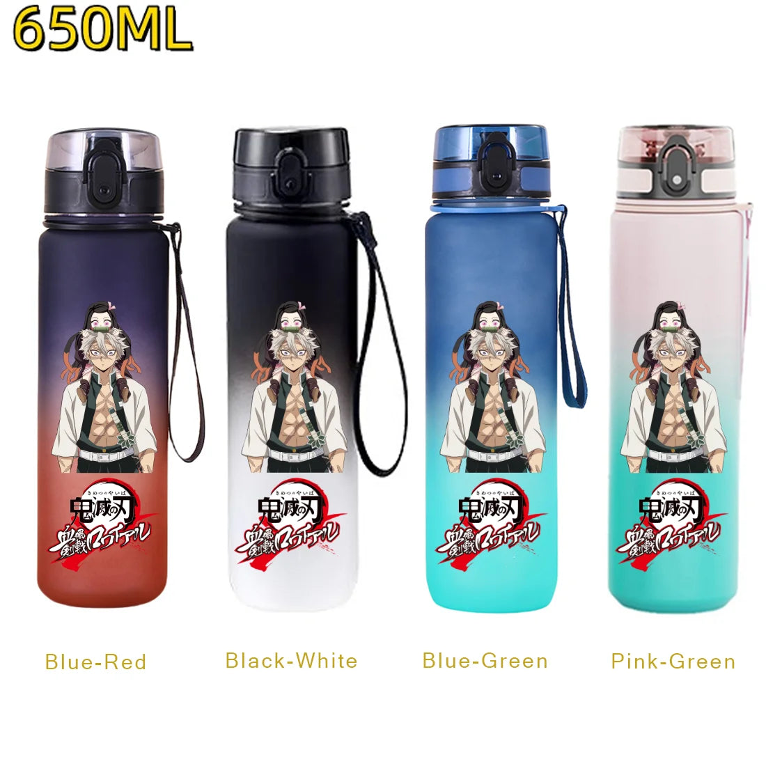 Demon Slayer: 650ML Kamado Tanjirou Water Bottle Kamado Nezuko Kochou Shinobu Fitness Drink Bottle Kettle Travel Office Jugs