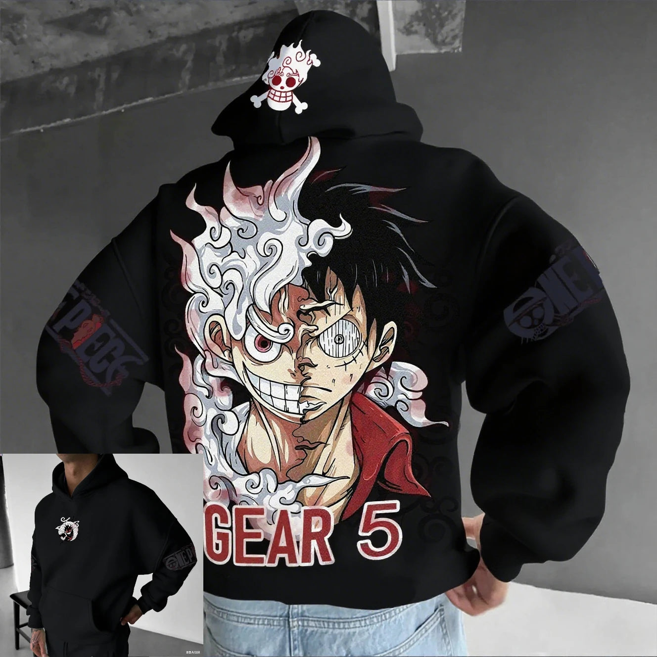 One Piece: Luffy Gear 5 Nika Streetwear Casual Pullover Sweatshirt Autumn Winter Cosplay Long Sleeve Tops