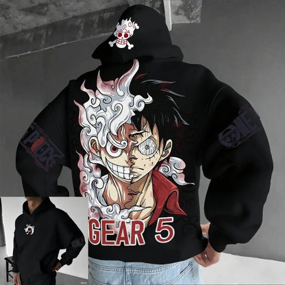 One Piece: Luffy Gear 5 Nika Streetwear Casual Pullover Sweatshirt Autumn Winter Cosplay Long Sleeve Tops