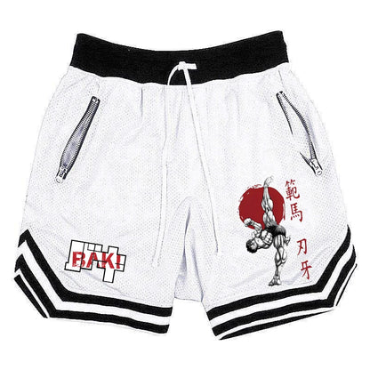 Baki Hanma: Active Athletic Shorts for  Print Breathable Quick Dry Basketball Shorts with Zippered Pockets Gym Fitness