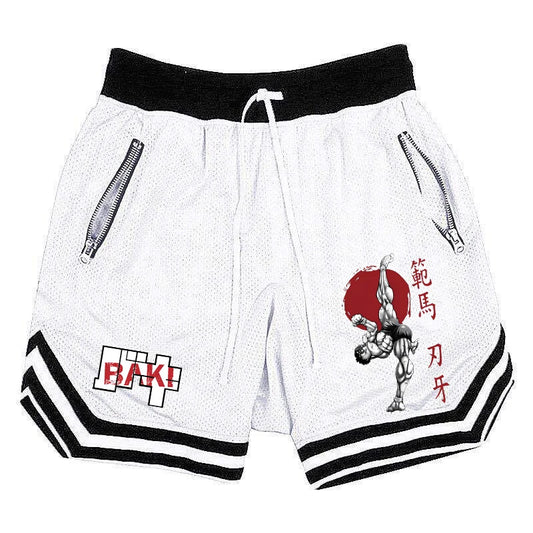 Baki Hanma: Active Athletic Shorts for  Print Breathable Quick Dry Basketball Shorts with Zippered Pockets Gym Fitness