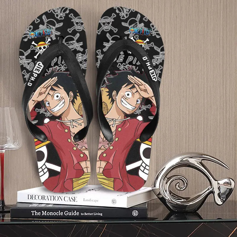 One Piece: Slides Luffy Cartoon Flip Flops Slippers - Non-Slip Outdoor Summer Sandals Unisex for Adults Cartoon eva slippers