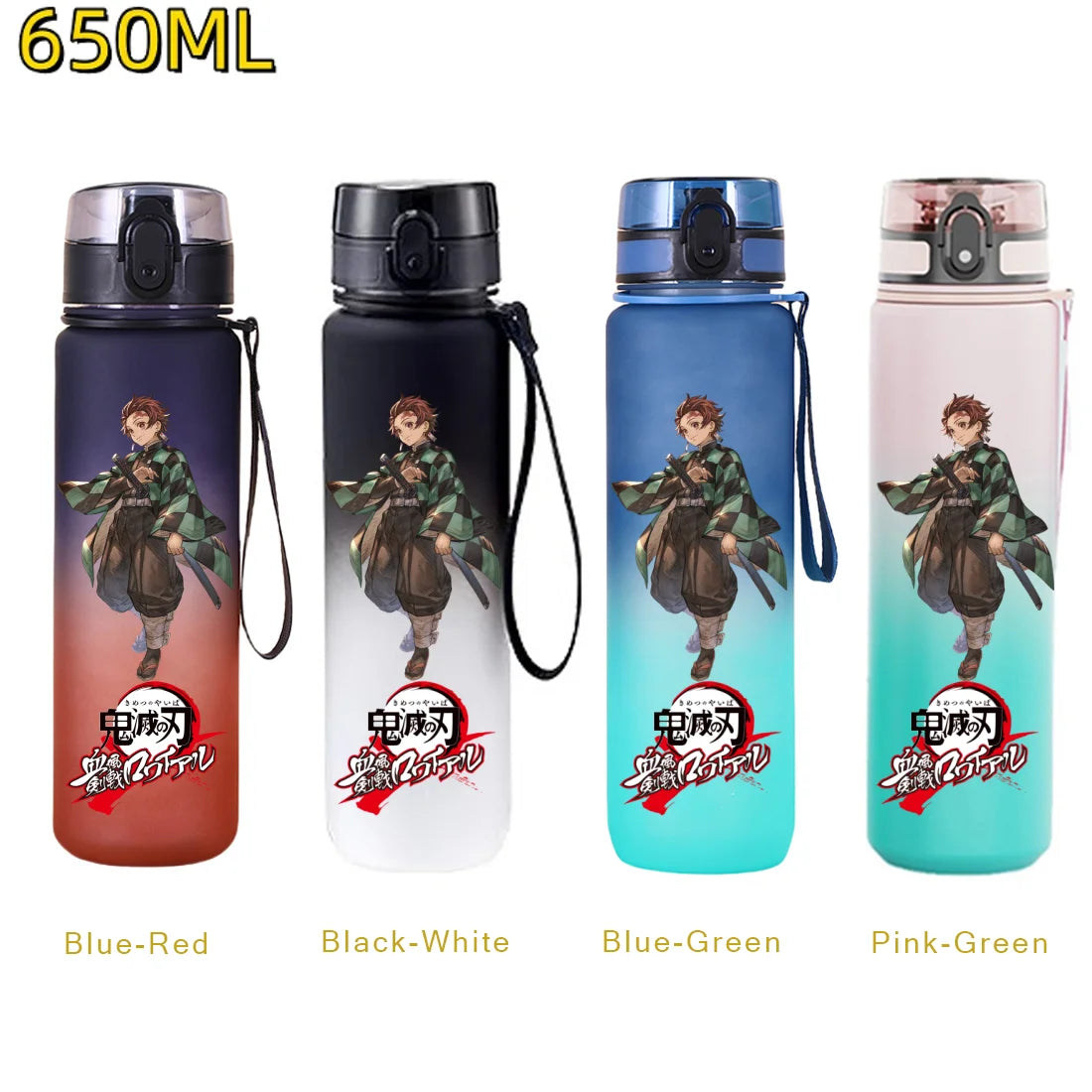 Demon Slayer: 650ML Kamado Tanjirou Water Bottle Kamado Nezuko Kochou Shinobu Fitness Drink Bottle Kettle Travel Office Jugs