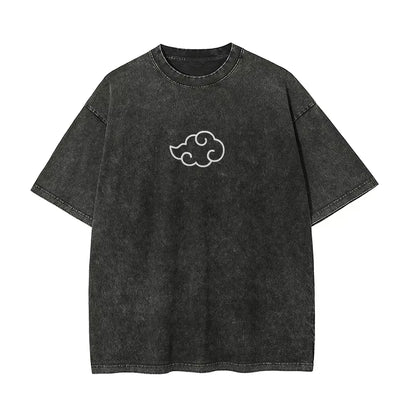 Naruto: Itachi Uchiha T Shirt  Men Acid Wash Red Sharingan Eye Anime Graphic Cotton Streetwear Manga Ninja Half Face Vintage Tee