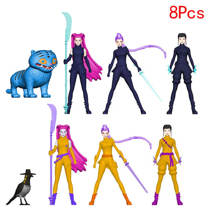 Kpop Demon Hunters Figure Cartoon Kawaii Tiger Rumi Mira Zoey Action Figure PVC Desk Decoration Model Doll Toy Kids Gift