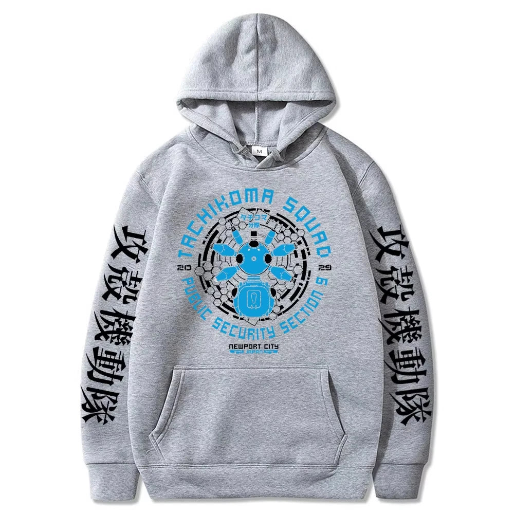 Ghost in The Shell: Retro Hoodie Men Women Long Sleeve Sweatshirt Gits Manga Tachikoma Squad Walker Robots Streetwear