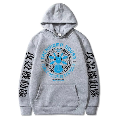 Ghost in The Shell: Retro Hoodie Men Women Long Sleeve Sweatshirt Gits Manga Tachikoma Squad Walker Robots Streetwear