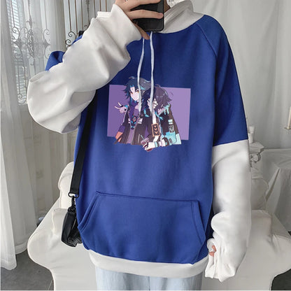 Genshin Impact: Harajuku Game Hoodies Men Xiao Mask Fangs Aesthetic Print Sweatshirt Long Winter Plus Size Streetwear Pullover