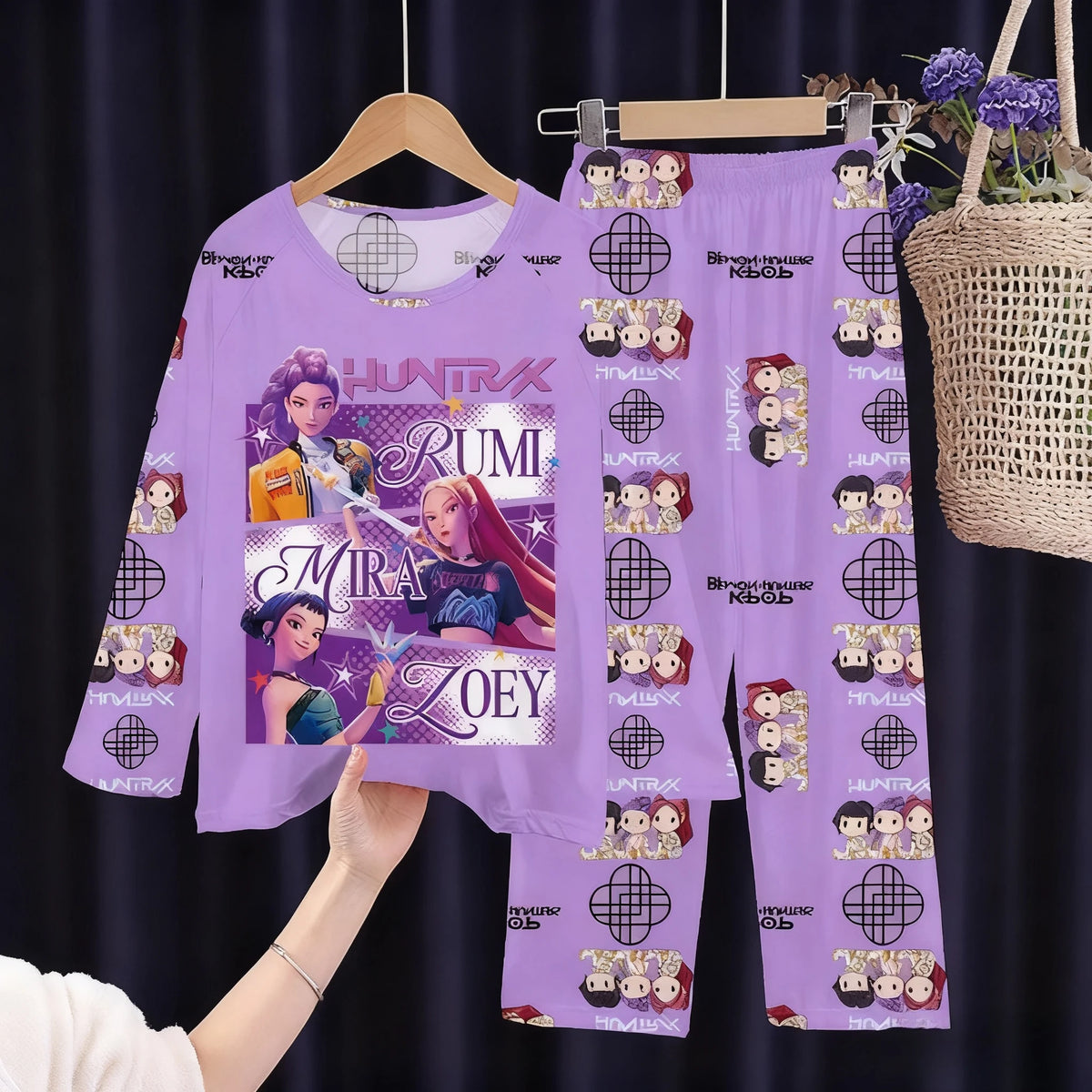 KPop Demon Hunter: New Spring Pijamas Long Sleeve Print Cartoon Hunter Pajamas Set Kids Boys Girls Sleepwear Nightwear Homewear Clothes Set