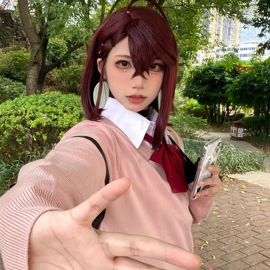 Dandadan: JK Uniform Ayase Momo Cosplay Sweather Suit High School Students Outfits Skirt COS Costume Carnival Party Pink